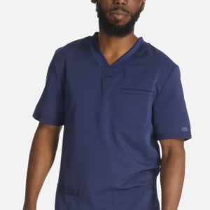 DK845 Top médico lisa con paneles de punto para hombre