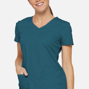 85906 Top médico lisa con cuello en V para mujer
