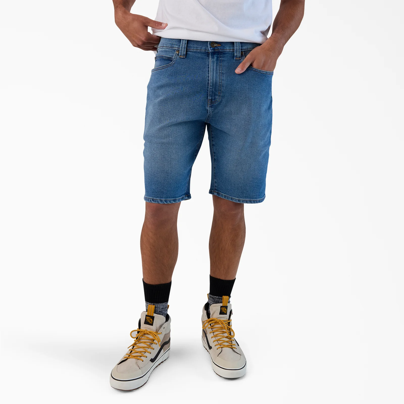 A87LO FLEX 5-Pocket Denim Shorts, 11"