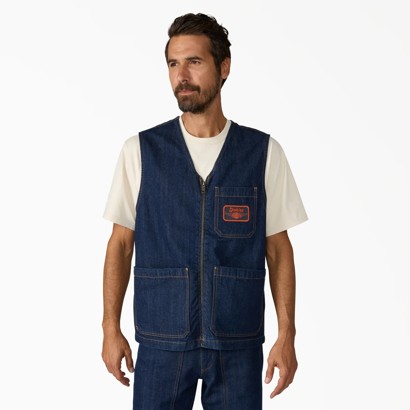 A88P4 Dickies x Harley-Davidson® Denim Zip-Up Vest